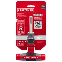 CRAFTSMAN Speeddrive Ratcheting T-Handle Driver and Bit Set 15 pc