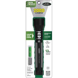 Police Security Twin Power 2000 lm Black LED Rechargeable Flashlight AA Battery