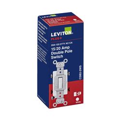 Leviton 20 amps Double Pole Toggle AC Quiet Switch White 1 pk