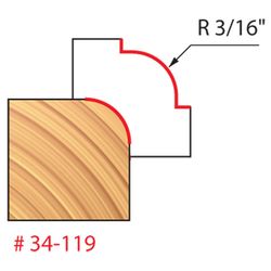Freud 7/8 in. D X 3/16 in. X 2-1/2 in. L Carbide Rounding Over Router Bit