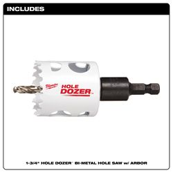 Milwaukee Hole Dozer 1-3/4 in. Bi-Metal 2.7 in. L X 3/8 in. D Hole Saw with Arbor and Pilot Bit Arbo
