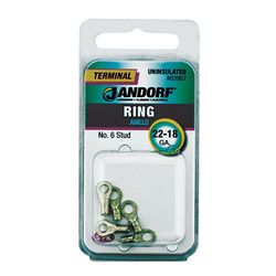 Jandorf 22-18 Ga. Uninsulated Wire Ring Terminal Silver 5 pk