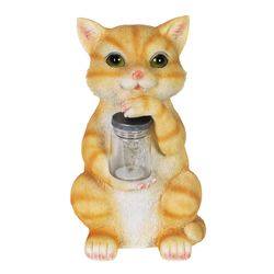 Exhart WindyWings Multicolored Resin 10.5 in. H X 6 in. L X 6 in. W Cat with Firefly Jar Statue