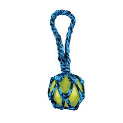 Boss Pet Pet Park Blvd For Dog Blue Woven Paracord Rope with Squeaky Ball 1 pk