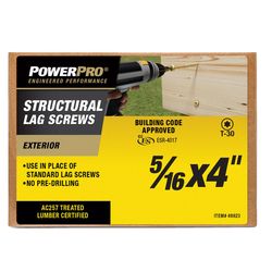 PowerPro 5/16 in. X 4 in. L Star Carbon Steel Lag Screw 1 pk