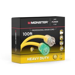 Monster Just Power It Up Outdoor 100 ft. L Yellow Extension Cord 10/3 SJTW