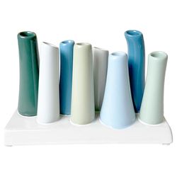 Chive Pooley 5 in. H X 7 in. L Glazed Hunter Grey Ceramic Modern Bud 8-Tube Vase
