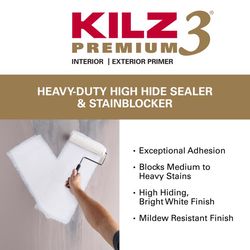 KILZ 3 Premium White Flat Water-Based Stain Blocking Primer 1 qt