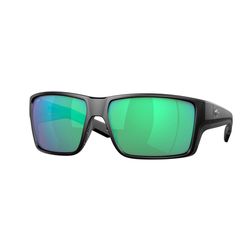 Costa Reefton Pro Sunglasses Men's Matte Black Frame Green Mirror 580G Lens Polarized