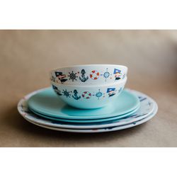 Camp Casual Multicolored Melamine Vintage RV Dinnerware Set 6 pc