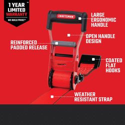 Craftsman 2 in. W X 27 ft. L Ratchet Strap 3333 lb 1 pk