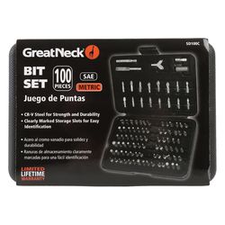 GreatNeck Assorted Drive Bit Set Chrome Vanadium Steel 100 pc