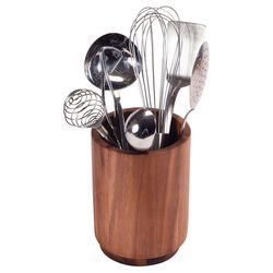 Kalmar Home Brown Acacia Wood Utensil Holder