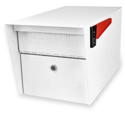 Mail Boss Mail Manager Galvanized Steel Post Mount White Locking Mailbox