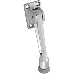 National Hardware Zinc w/Rubber Tip Satin Chrome Silver Kick-Down Door Holder Mounts to door .75 in.