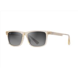 Maui Jim Okina Sunglasses Men's Shiny Transparent Light Yellow Frame Neutral Grey Lens Polarized