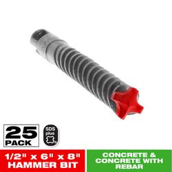 Diablo Rebar Demon 1/2 in. X 8 in. L Carbide Tipped 4-Cutter Hammer Drill Bit SDS-Plus Shank 25 pk