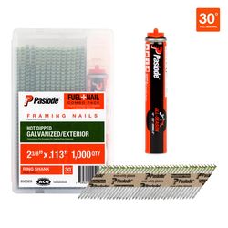 Paslode 2-3/8 in. L Angled Strip Hot-Dip Galvanized Fuel and Nail Kit 30 deg 1000 pk