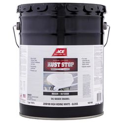 Ace Rust Stop Indoor and Outdoor Gloss High-Hiding White Oil-Based Enamel Rust Prevention Paint 5 ga