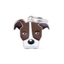 MyFamily Friends Brown/White Pitbull Metal Dog Pet Tags Medium