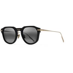 Maui Jim Alika Sunglasses Unisex Black with Gold Frame Neutral Gray Lens Polarized