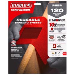 Diablo Sand Demon 9 in. L X 11 in. W 120 Grit Ceramic Blend Sanding Sheet 4 pk