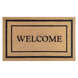 First Concept 18 in. W X 30 in. L Black/Brown Welcome Coir Door Mat