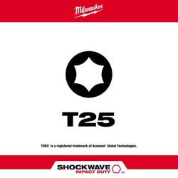 Milwaukee Shockwave Torx T25 X 1 in. L Impact Insert Bit Set Steel 15 pc
