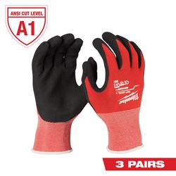 Milwaukee Cut Level 1 Unisex Indoor/Outdoor Gloves Black/Red L 3 pair
