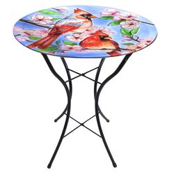 Briarwood Lane Glass/Metal 23 in. Cherry Blossoms Bird Bath with Stand