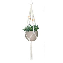 Meesh Drops Natural Macrame 33 in. H Staggered Spiral Medium Plant Hanger 1 pk