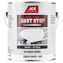 Ace Rust Stop Indoor and Outdoor Flat White Oil-Based Enamel Rust Prevention Paint 1 gal