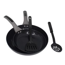 Imusa Mirro Ceramic Coated Aluminum Fry Pan Set Black