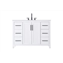 Home Living Single White Bathroom Vanity 48 in. W X 21.5 in. D X 34 in. H
