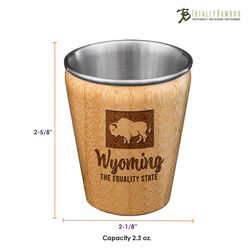 Totally Bamboo 2 oz Brown/Silver Stainless Steel/Wood Wyoming Shot Glass