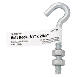 Hampton Small Zinc-Plated Silver Zinc 0.8125 in. L Hook Bolt 165 lb 1 pk