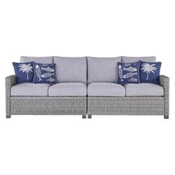Signature Design by Ashley Naples Beach Gray Aluminum Frame Loveseat Blue