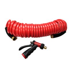 Quality Valve and Sprinkler 3/4 in. D X 25 ft. L Light Duty Expandable Coil Garden Hose