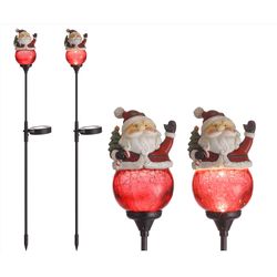 Celebrations Solar White Santa 30 in. Pathway Decor