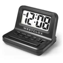 Westclox 0.8 in. Black Travel Alarm Clock Digital