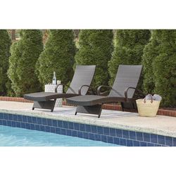 Signature Design by Ashley Kantana Brown Steel Frame Contemporary Chaise Lounge