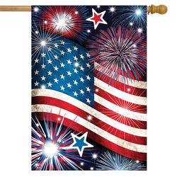 Briarwood Lane Stars and Stripes Patriotic House Flag 28 in. W X 40 in. L