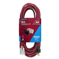 Ace Indoor or Outdoor 25 ft. L Red Extension Cord 14/3 SJTW