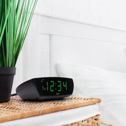 La Crosse Technology Equity 5.47 in. Green Alarm Clock LED Plug-In