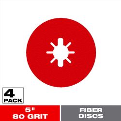 Diablo 5 in. Aluminum Oxide Center Mount Fiber Disc 80 Grit Medium 4 pk