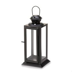 Gallery of Light Square Star Glass/Metal Lantern Black