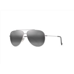 Maui Jim Hauoli XS Sunglasses Unisex Shiny Silver with Black Frame Neutral Grey Lens Polarized