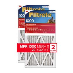 Filtrete 20 in. W X 30 in. H X 1 in. 1000 MPR Pleated Air Filter 2 pk