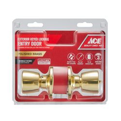 Ace Mobile Home Knob Polished Brass Entry Door Knob KW1 1-3/4 in.