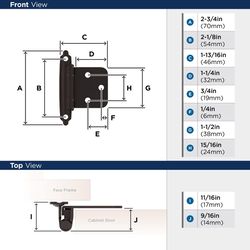 Amerock 1-13/16 in. W X 2-3/4 in. L Oil Rubbed Bronze Steel Self-Closing Hinge 2 pk